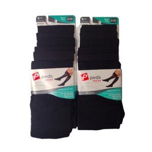 Peds Ladies Trouser Socks 6 pairs Size 5-10 Black New